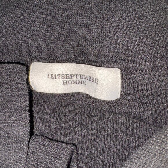 Le17Septembre spread collar button down shirt in black cotton blend rib - Picture 6 of 7